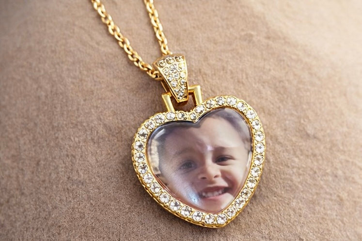 Photo Rhinestone Pendant Necklace