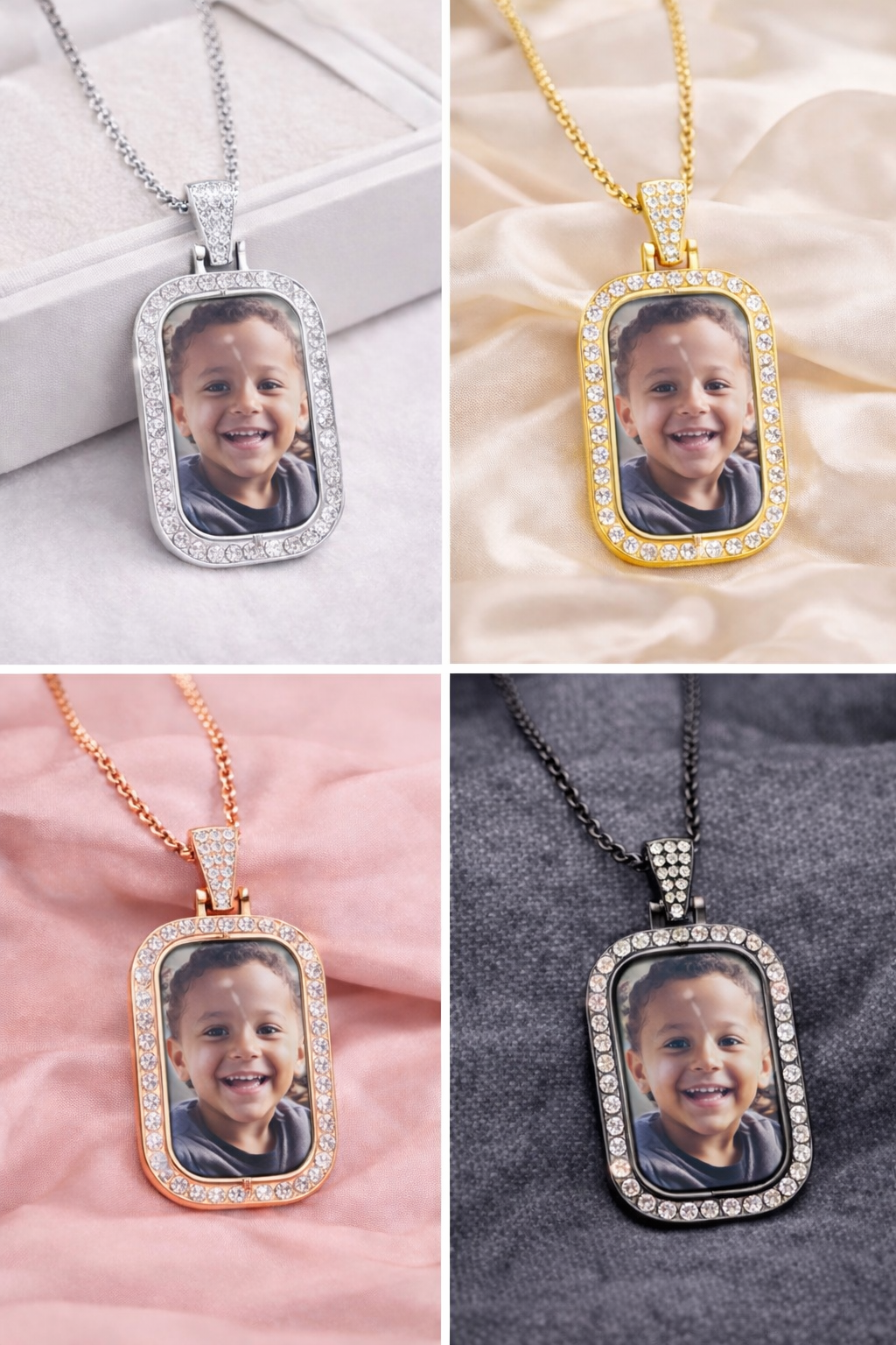 Photo Rhinestone Pendant Necklace