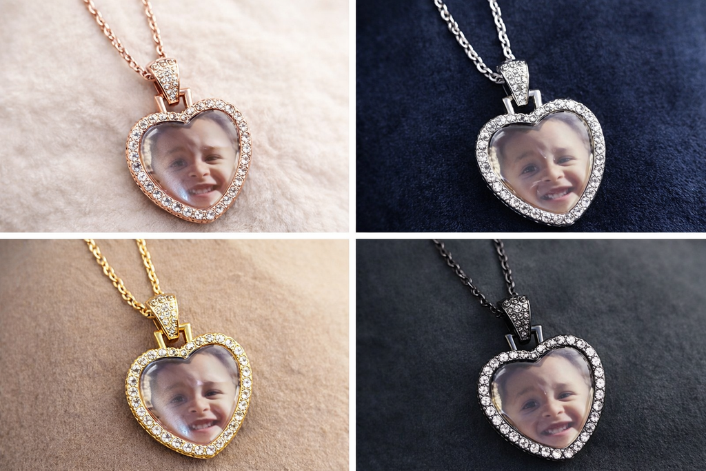 Photo Rhinestone Pendant Necklace